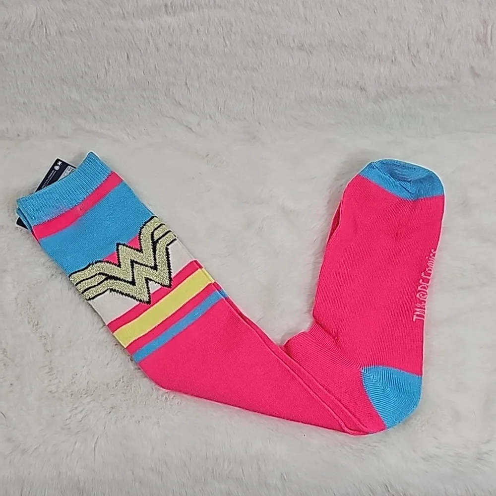 DC Wonder Woman Kneww High Pink Women's Socks Size 4-10